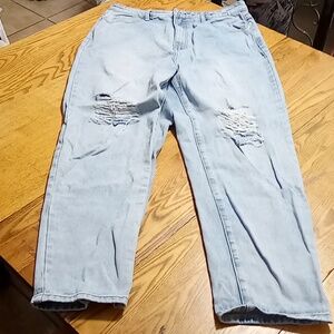 PRETTYLITTLETHING JEANS Women 12 BLUE DENIM Pants Used Preowned Distressed